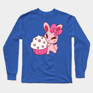 Girly Pink Cupcake Bunny Long Sleeve T-Shirt